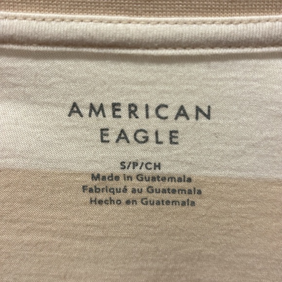 American Eagle Beige Striped T-Shirt - Picture 2 of 3